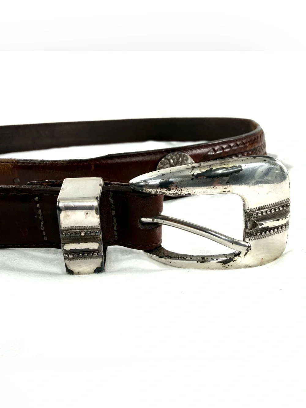Vintage 2 Onyx Brighton Men Size 42 Black Brown Leather Belt Golf 1998 Y2K